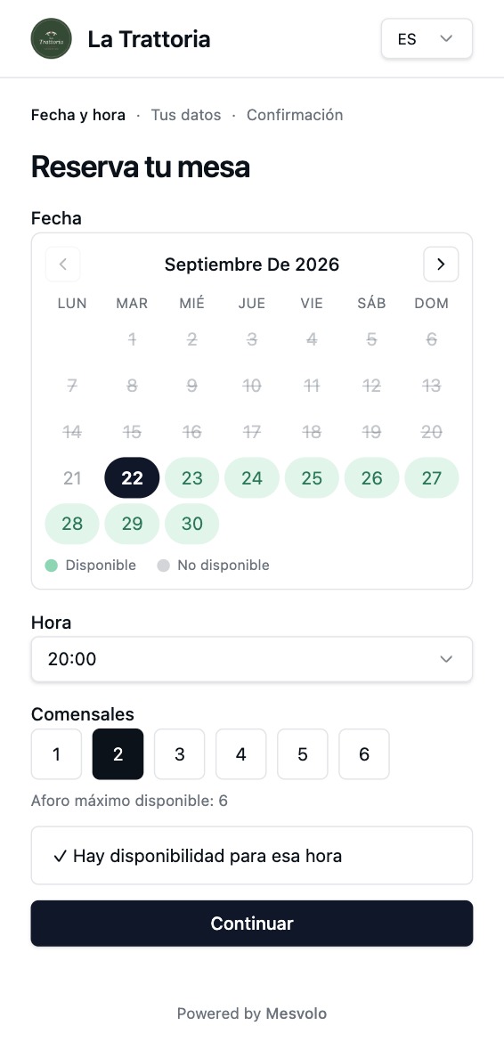 Formulari de reserves de Mesvolo al mòbil